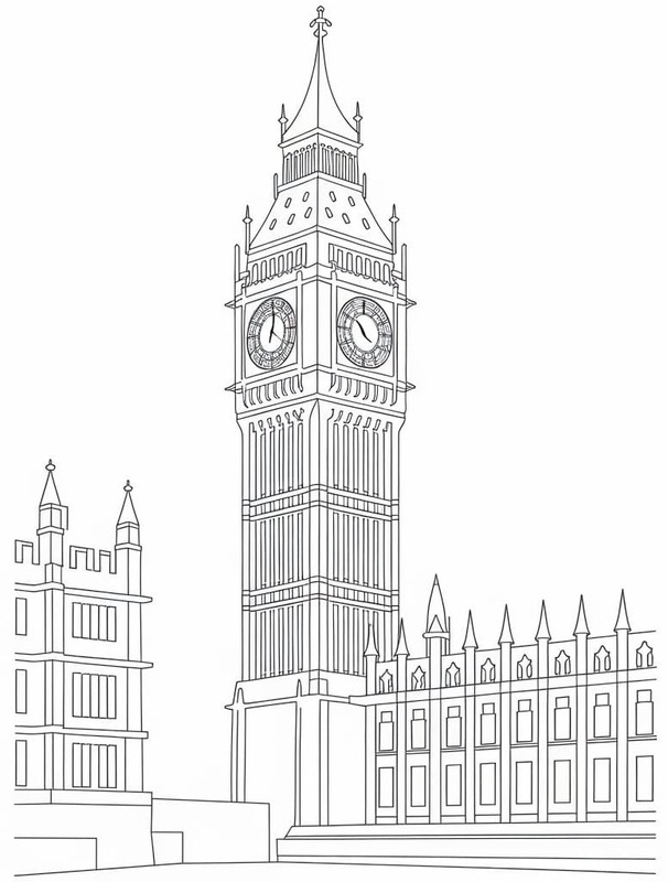 Big Ben Yazdırılabilir Boyama Sayfası