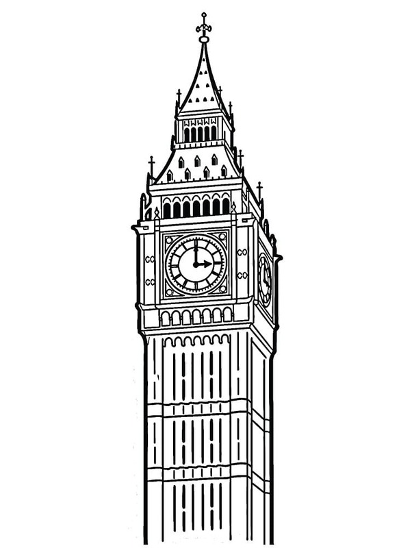 Big Ben çocuklar için kolay Boyama Sayfası