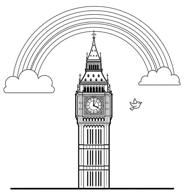 Big Ben çocuklar için Boyama Sayfası