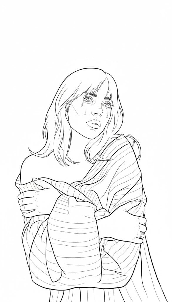 Billie Eilish Ücretsiz Yazdırılabilir Boyama Sayfası