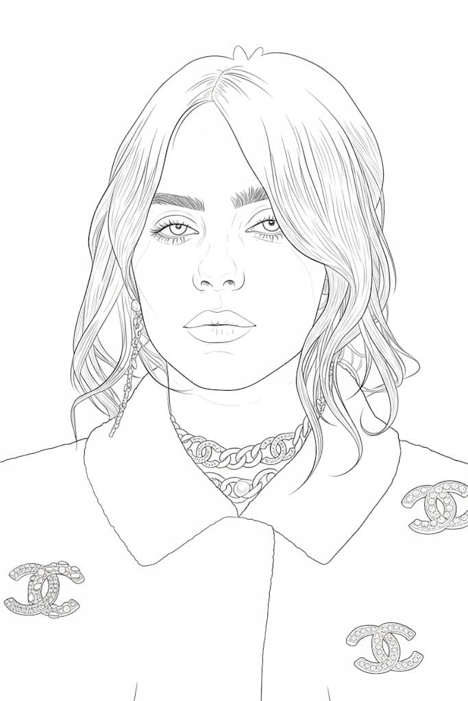 Billie Eilish Yazdırılabilir Boyama Sayfası