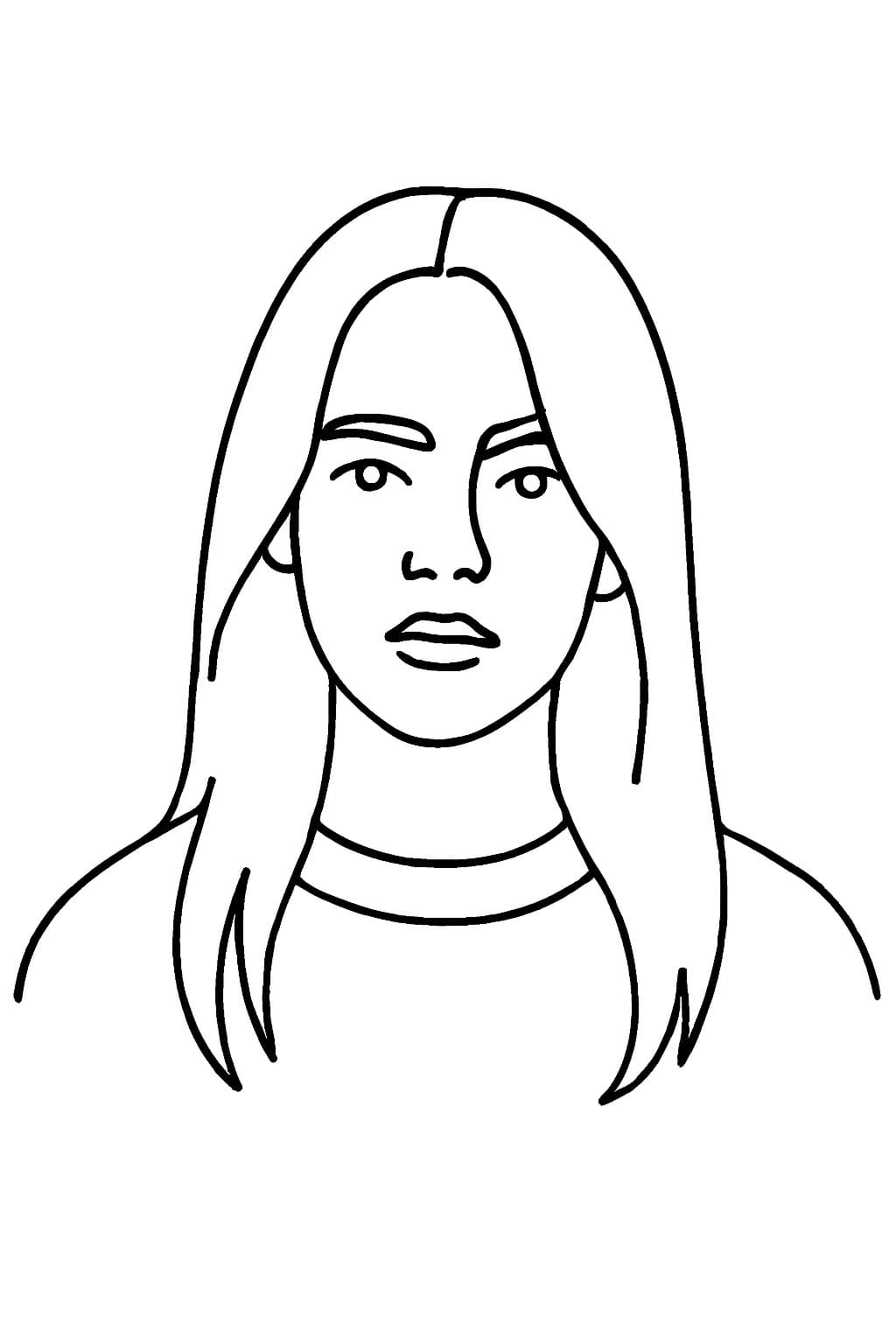 Billie Eilish çocuklar için kolay Boyama Sayfası