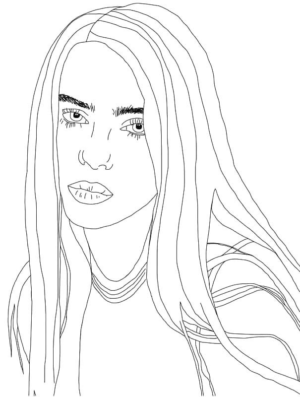 Billie Eilish resim Boyama Sayfası