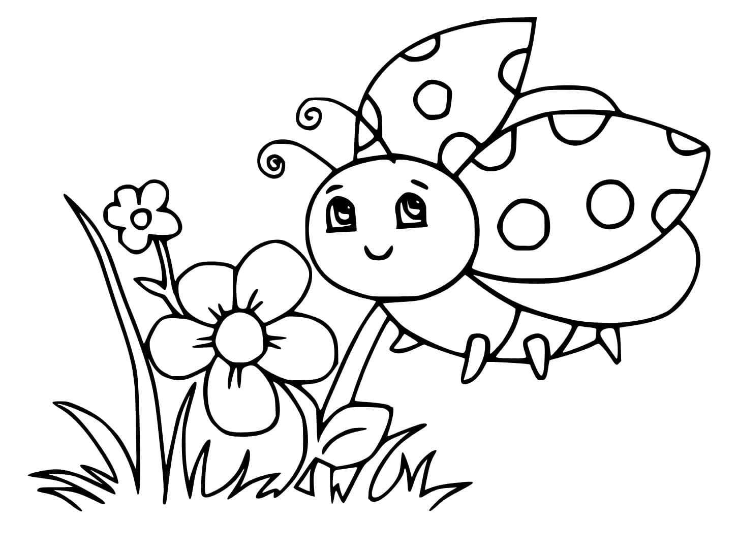 Bir Çocuk İçin Güzel Bir Uğur Böceği Boyama Sayfası