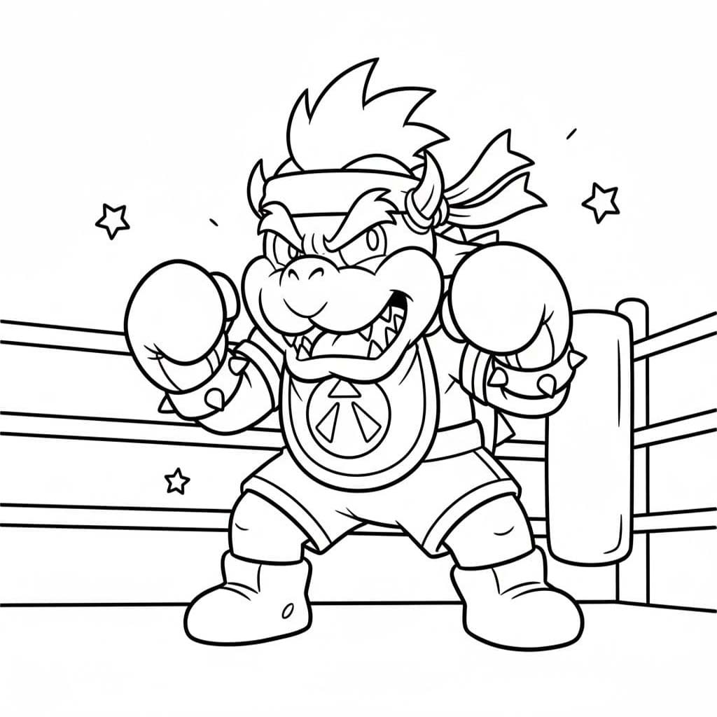 Bowser Jr boks oynamak Boyama Sayfası