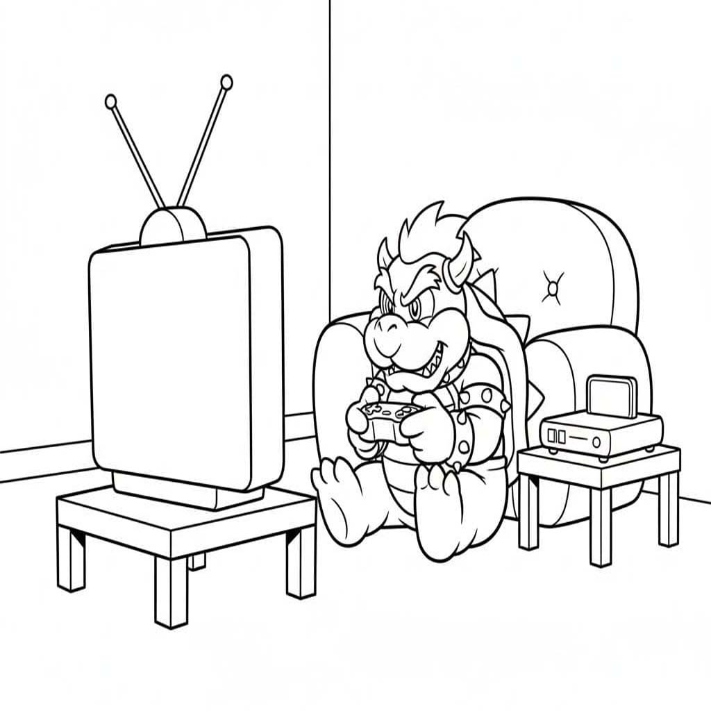 Bowser Jr oyun oynamak Boyama Sayfası