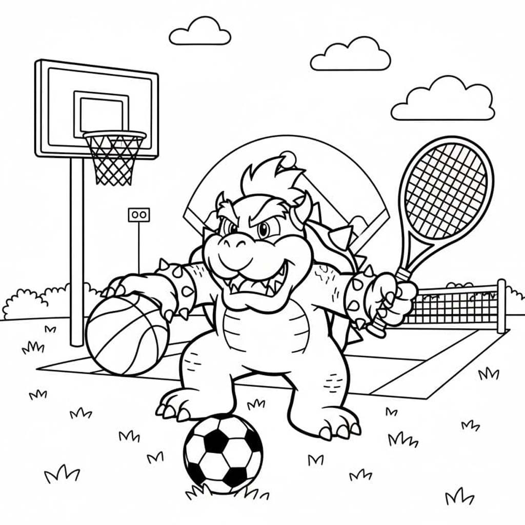 Bowser Jr spor yapmak Boyama Sayfası