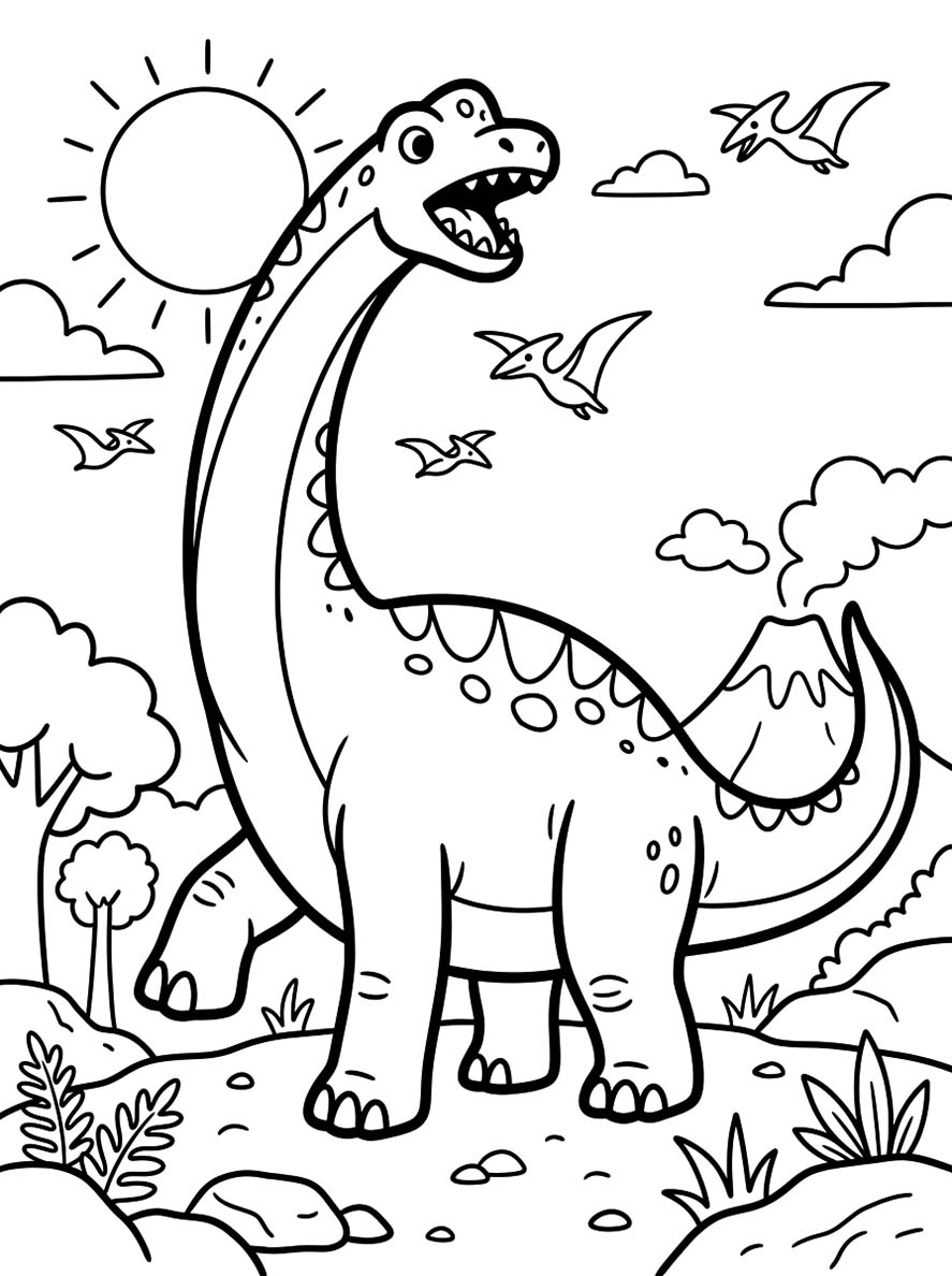 Brachiosaurus Ücretsiz Çiz Boyama Sayfası