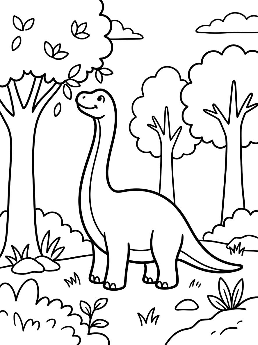Brachiosaurus Ücretsiz Yazdırılabilir Çiz Boyama Sayfası