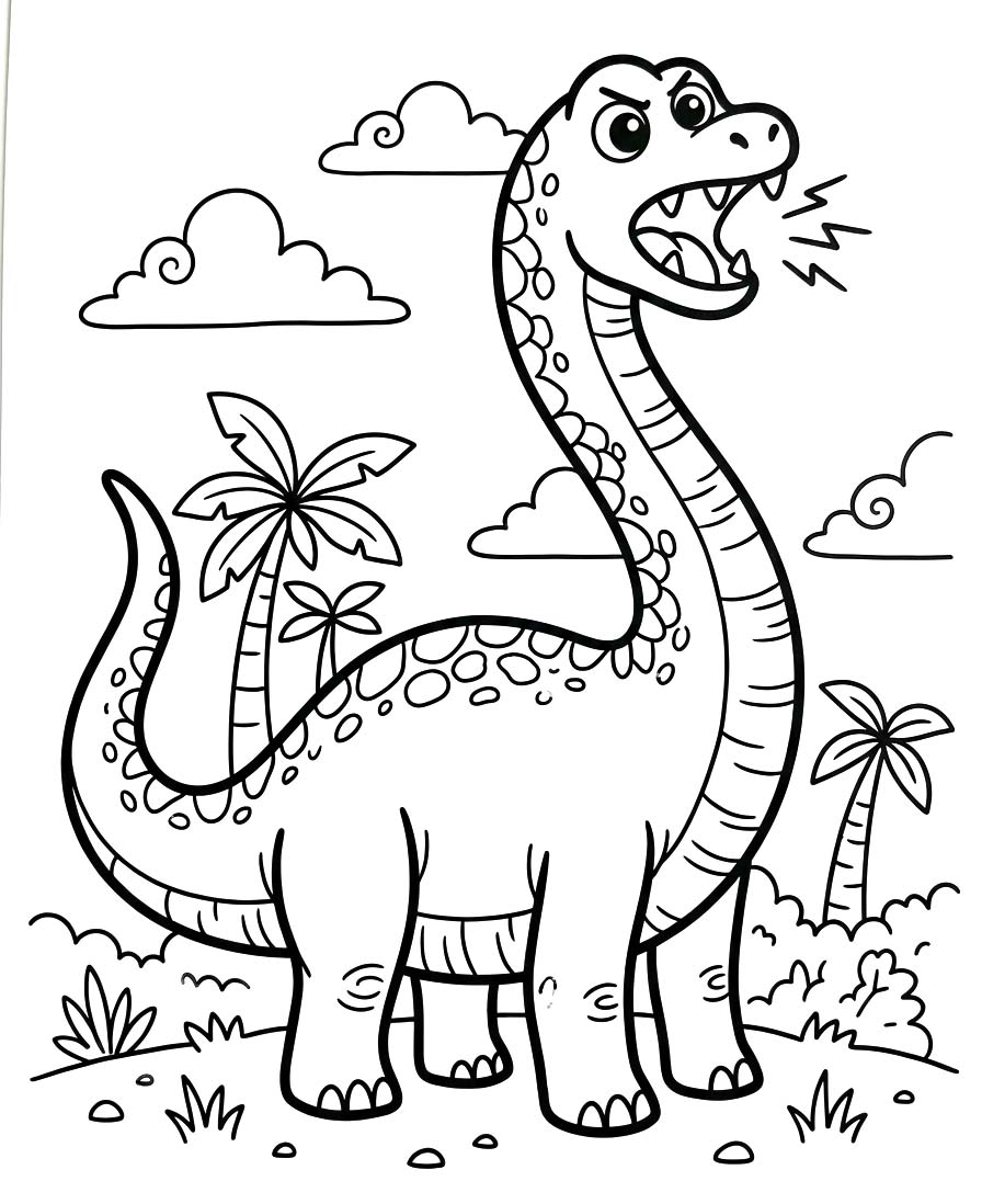 Brachiosaurus basit Çiz Boyama Sayfası