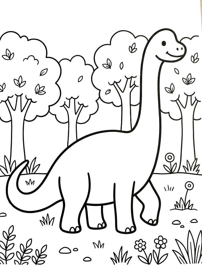 Brachiosaurus kolay Çiz Boyama Sayfası