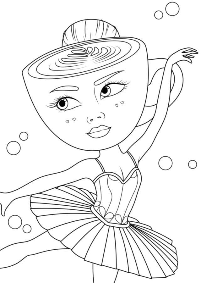 Brainrot Ballerina Cappuccina Çizmek Boyama Sayfası