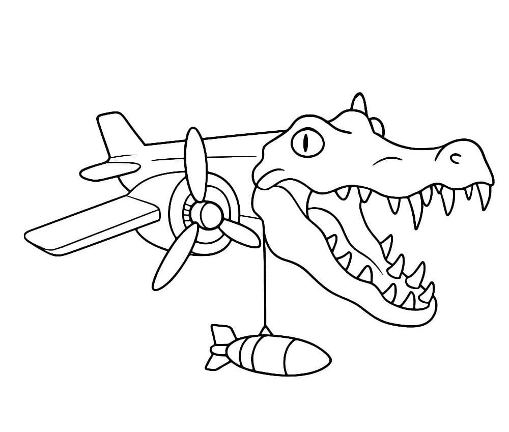 Brainrot Bombardiro Crocodillo Çizmek Boyama Sayfası