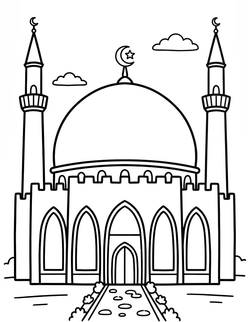 Cami Çiz Boyama Sayfası
