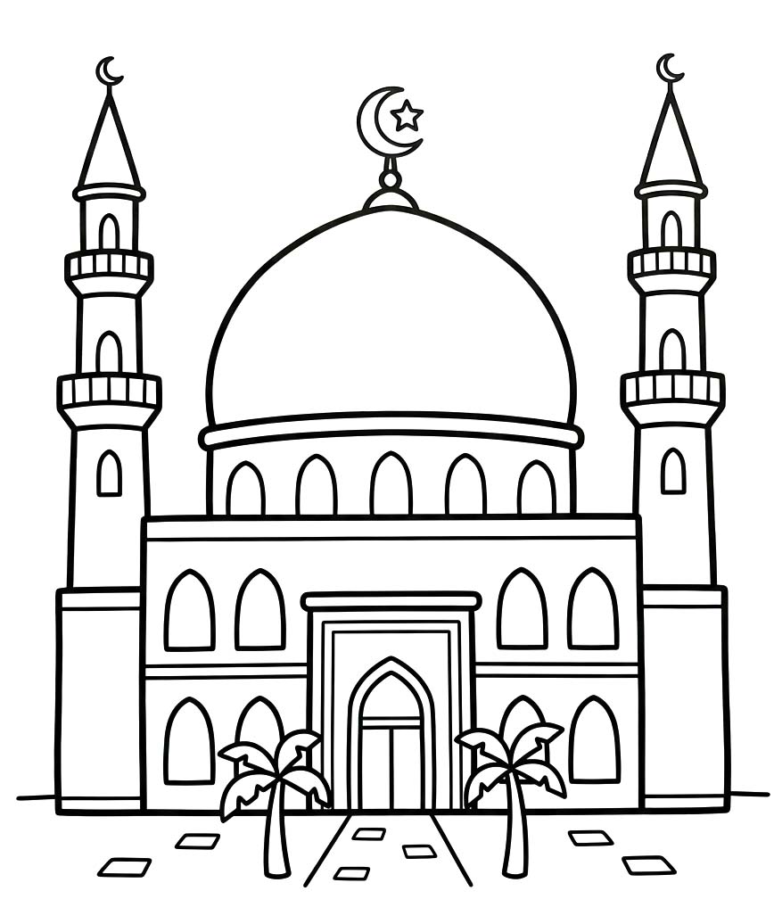 Cami Ücretsiz Çiz Boyama Sayfası