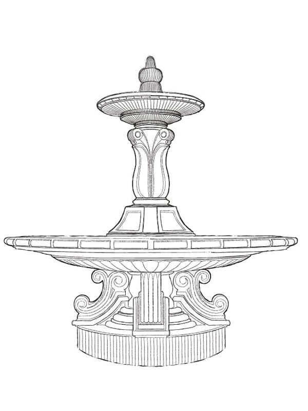 Çeşme çocuklar için basit Çizim Boyama Sayfası