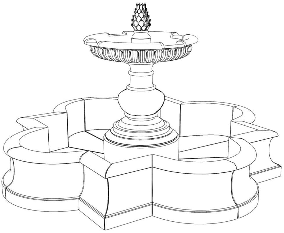 Çeşme çocuklar için kolay Çizim Boyama Sayfası