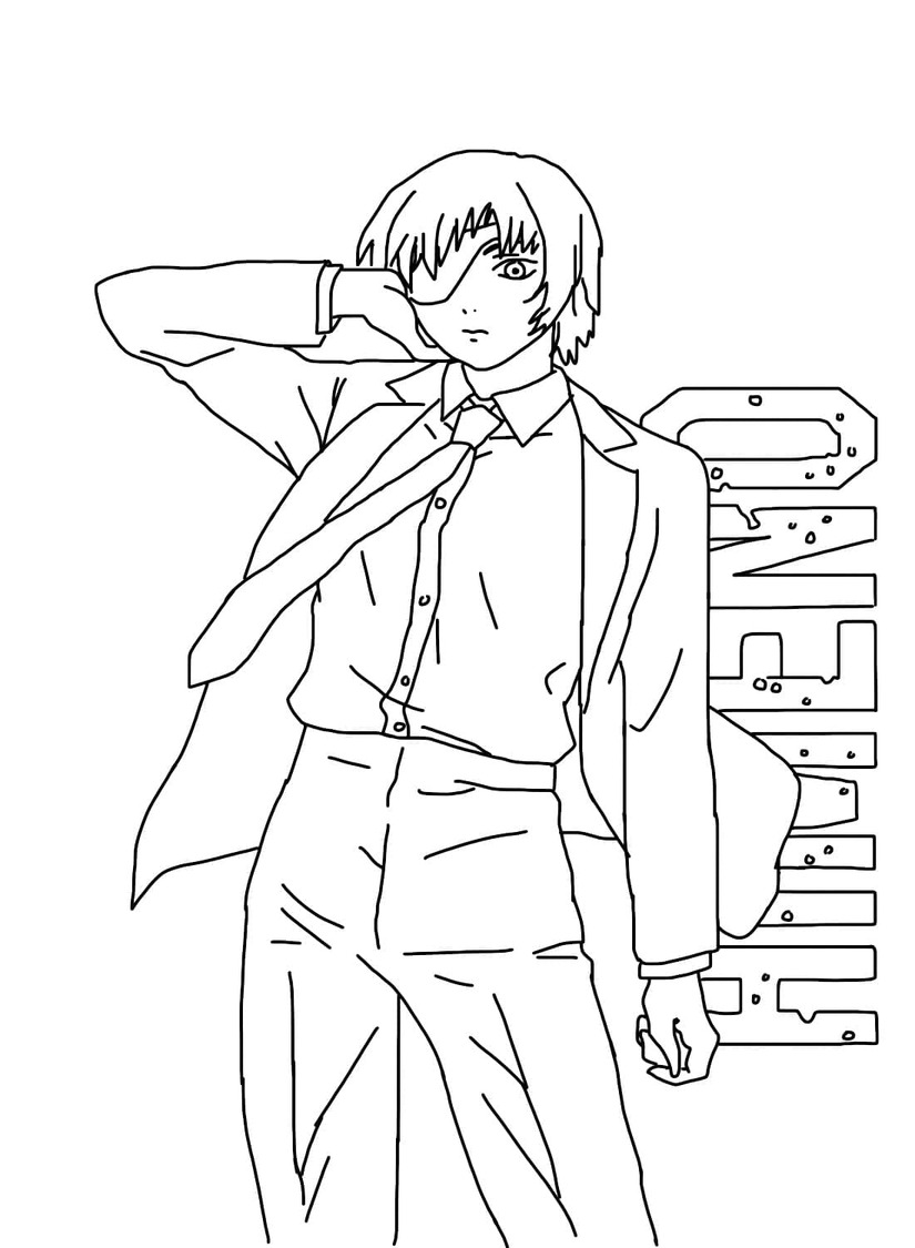 Chainsaw Man çocuklar için Ücretsiz Boyama Sayfası