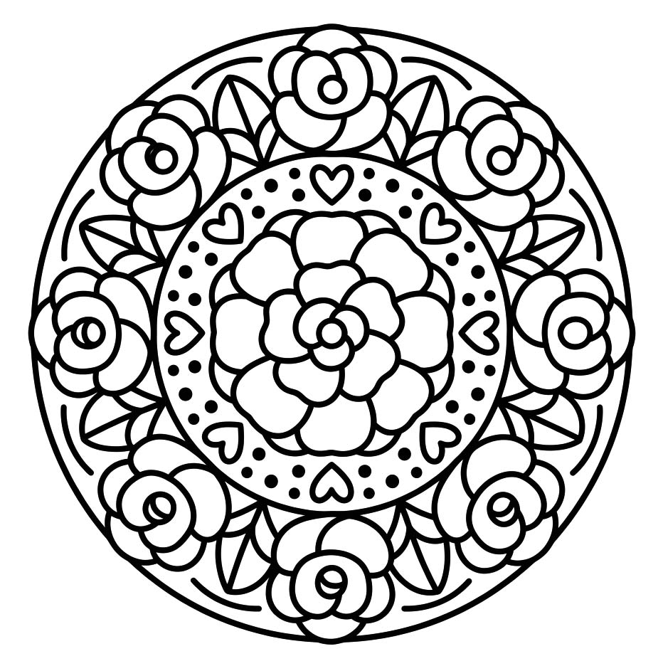 Çiçek Mandala resim Boyama Sayfası
