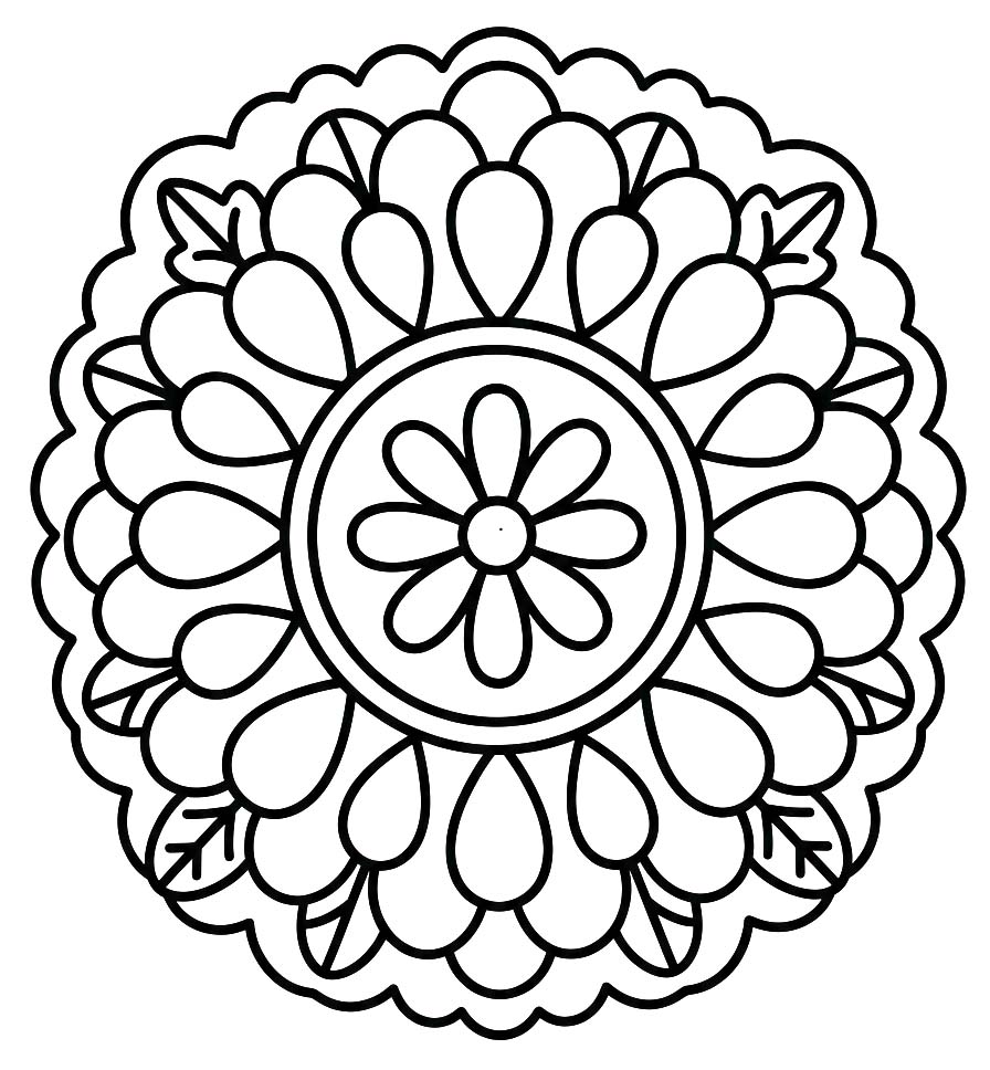 Çiçek Mandala temel Boyama Sayfası