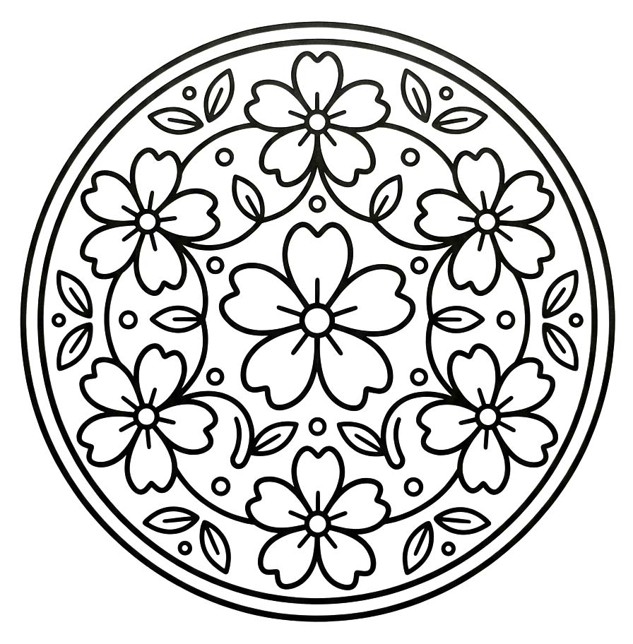 Çiçek Mandala ücretsiz yazdırılabilir Boyama Sayfası