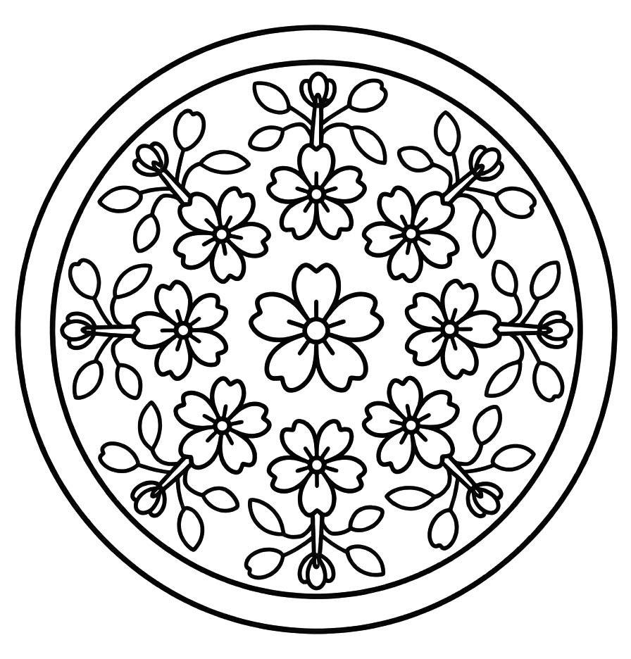 Çiçek Mandala ücretsiz Boyama Sayfası