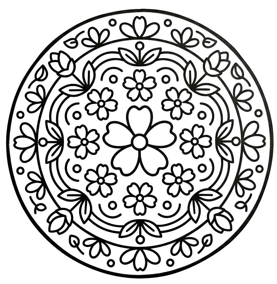 Çiçek Mandala yazdırılabilir Boyama Sayfası