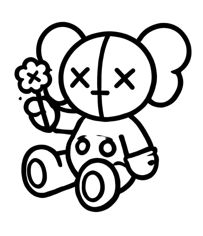 Çiçekli Kaws çiz Boyama Sayfası