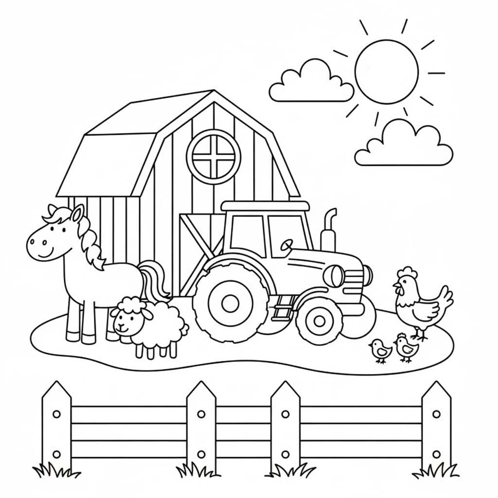 Çiftlik Çizim Yazdırılabilir Boyama Sayfası