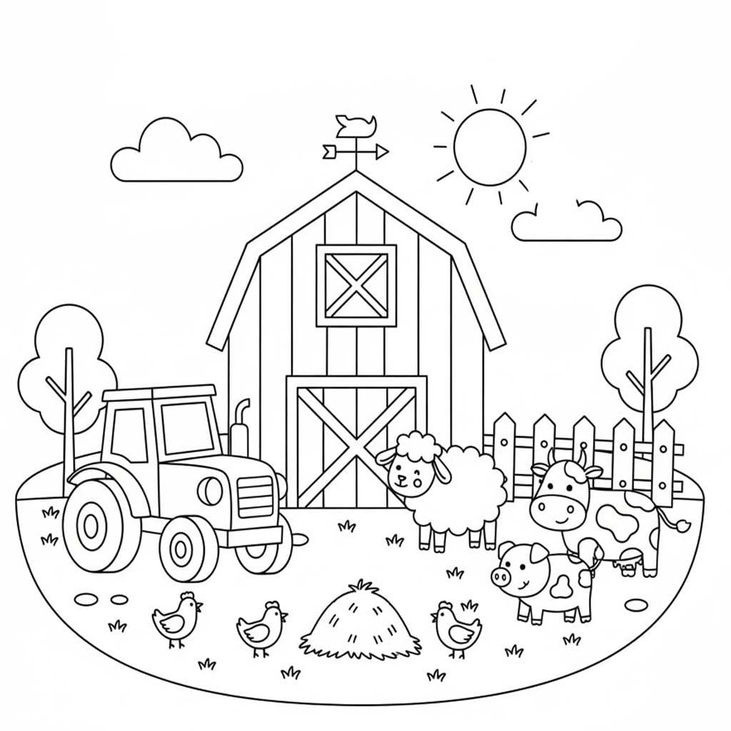 Çiftlik Sevimli Boyama Sayfası