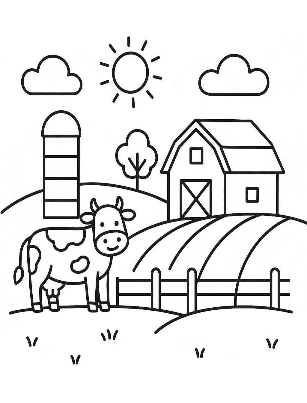 Çiftlik basit Çizim Boyama Sayfası