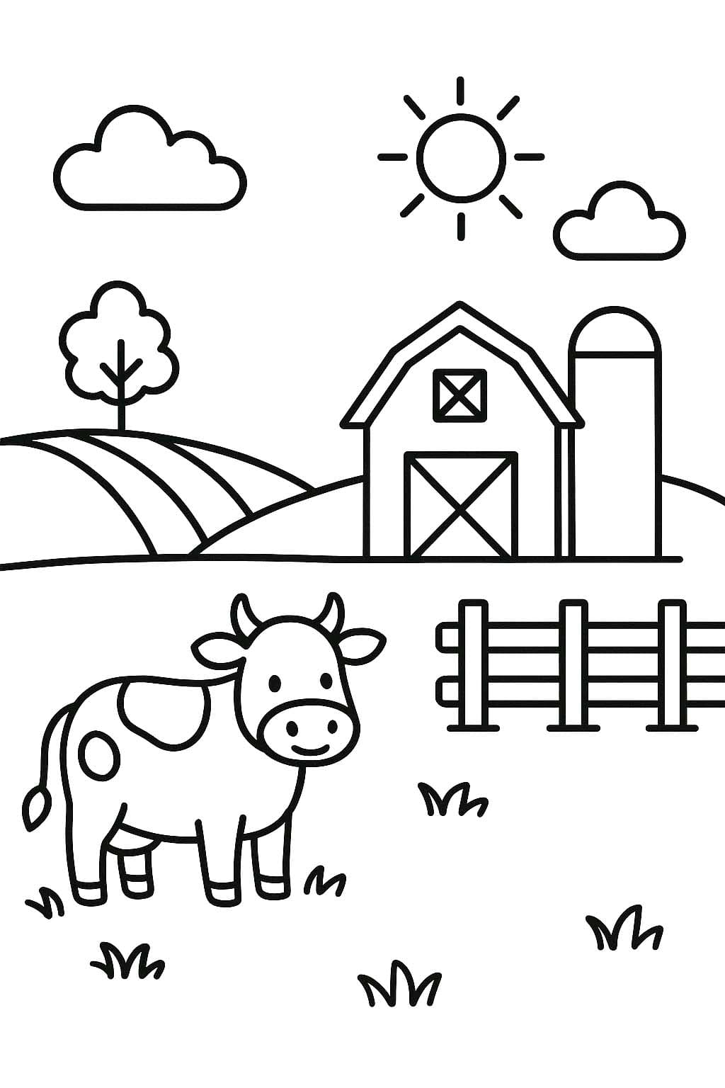 Çiftlik kolay Çizim Boyama Sayfası