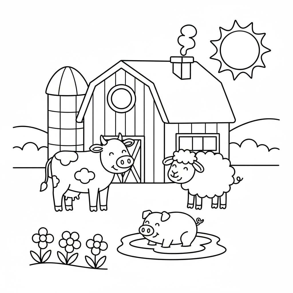 Çiftlik ücretsiz yazdırılabilir Görüntü Boyama Sayfası