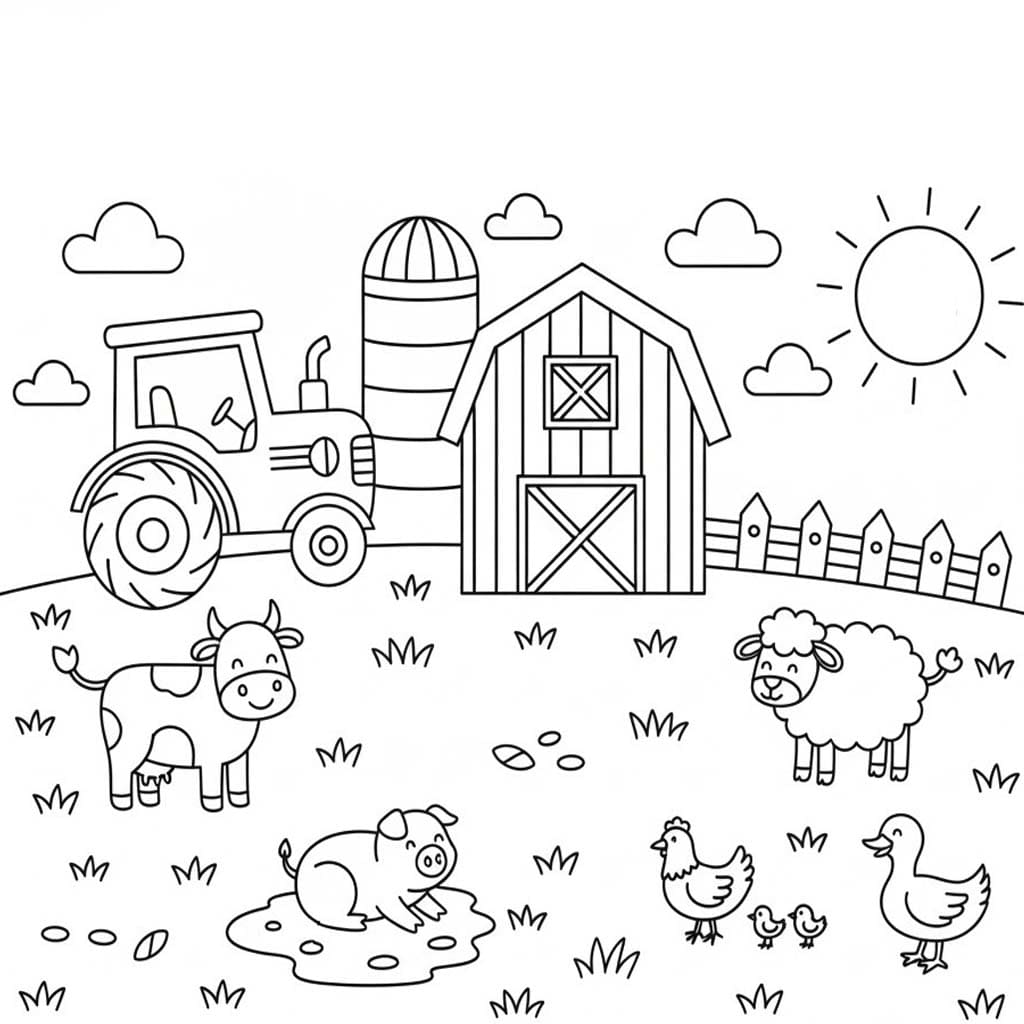 Çiftlik yazdırılabilir Görüntü Boyama Sayfası