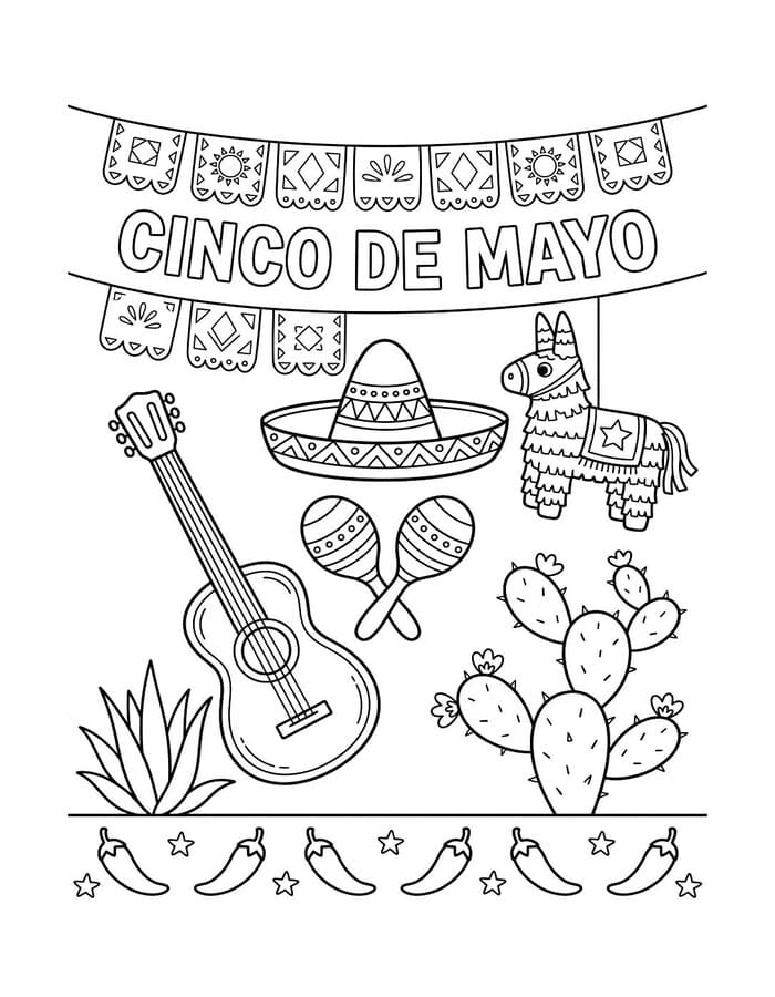 Cinco de Mayo Çizim Boyama Sayfası