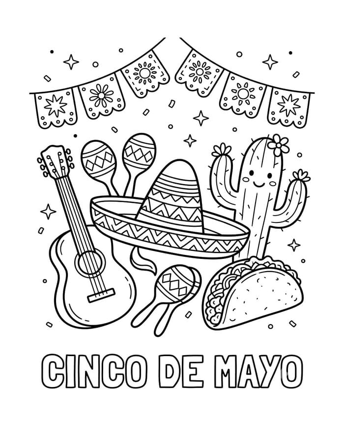 Cinco de Mayo Kolay Boyama Sayfası