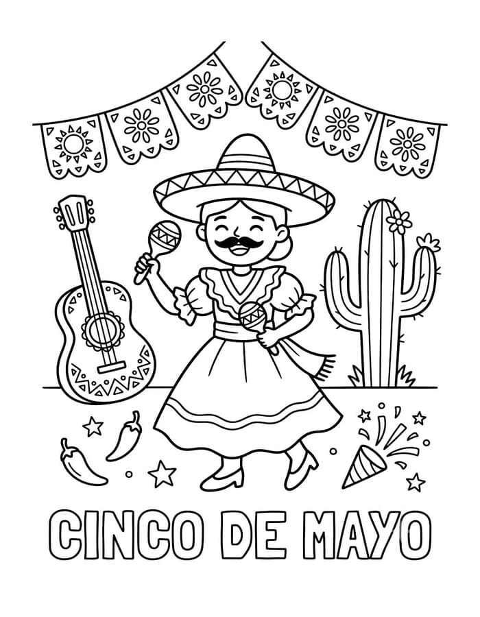 Cinco de Mayo Temel Boyama Sayfası