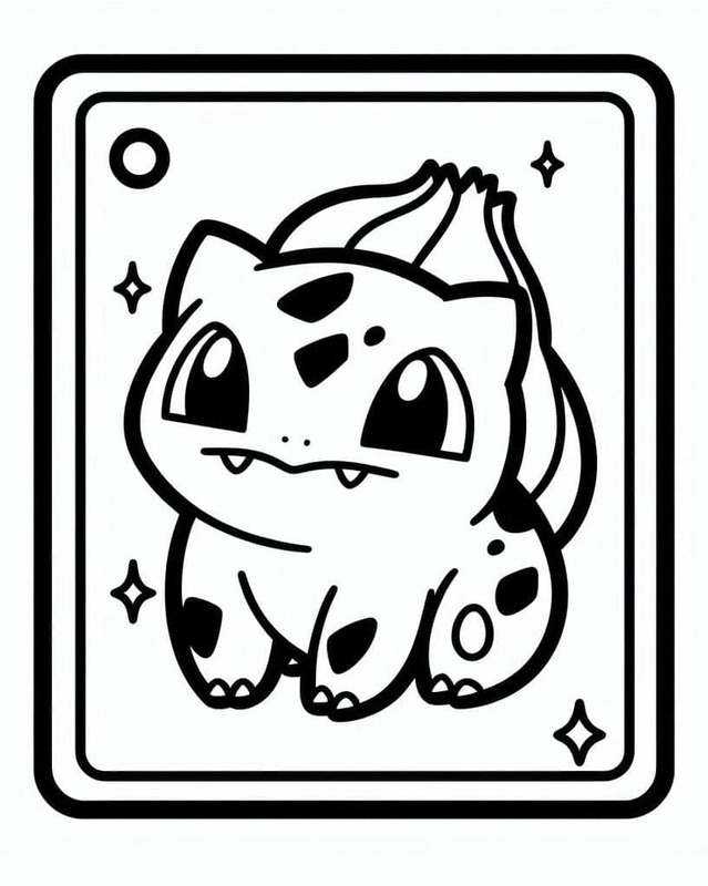 Çizim Bulbasaur Pokemon Kartı Boyama Sayfası