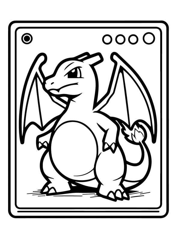Çizim Charizard Pokemon Kartı Boyama Sayfası