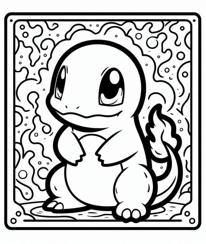 Çizim Charmander Pokemon Kartı Boyama Sayfası
