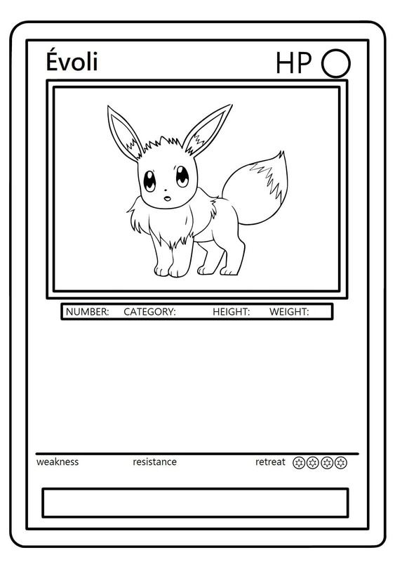 Çizim Eevee Pokemon Kartı Boyama Sayfası