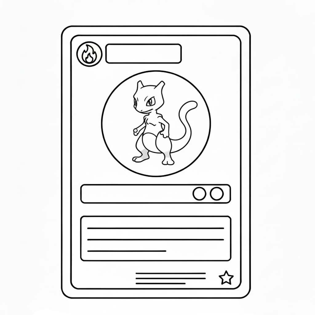 Çizim Mewtwo Pokemon Kartı Boyama Sayfası