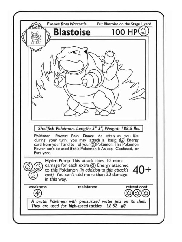 Çizim Pokemon Kartı Blastoise Boyama Sayfası