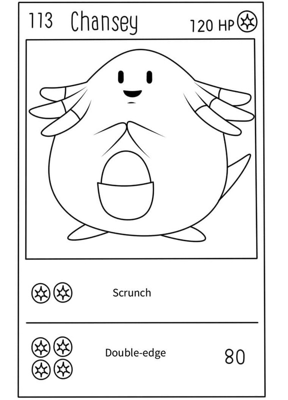 Çizim Pokemon Kartı Chansey Boyama Sayfası