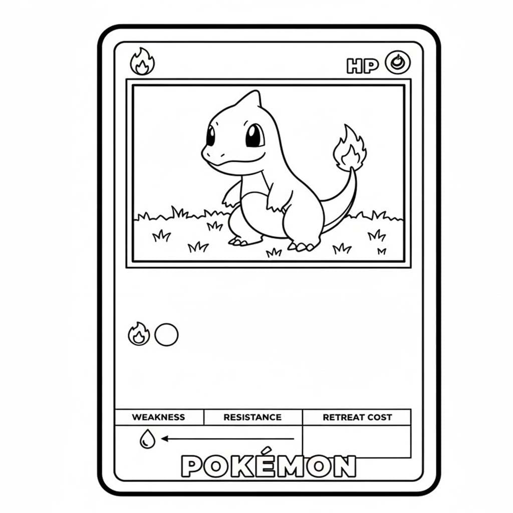 Çizim Pokemon Kartı Charmander Boyama Sayfası