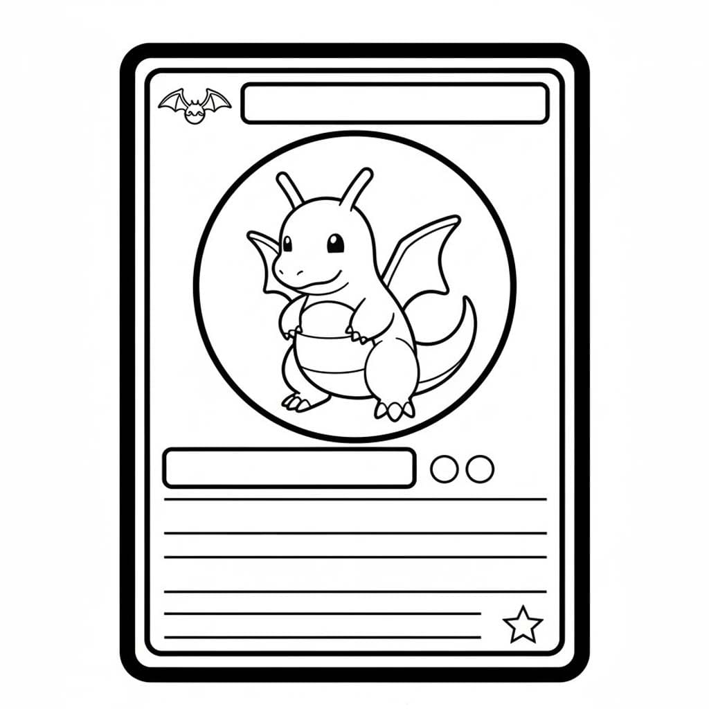 Çizim Pokemon Kartı Dragonite Boyama Sayfası