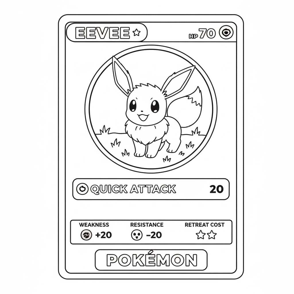 Çizim Pokemon Kartı Eevee Boyama Sayfası