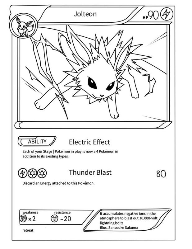 Çizim Pokemon Kartı Jolteon Boyama Sayfası