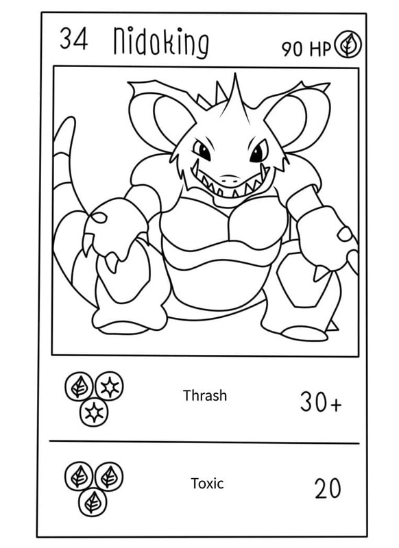 Çizim Pokemon Kartı Nidoking Boyama Sayfası