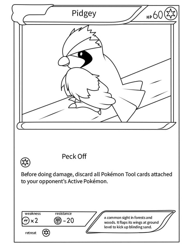 Çizim Pokemon Kartı Pidgey Boyama Sayfası
